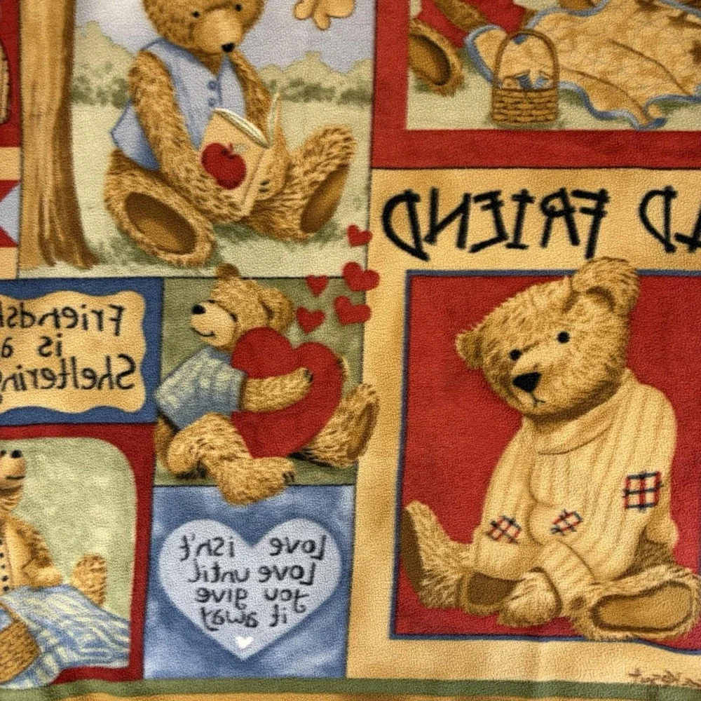 VTG 2004 Old Friend Teresa Kogut Fleece Teddy Bear Blanket Cottage Country Y2K